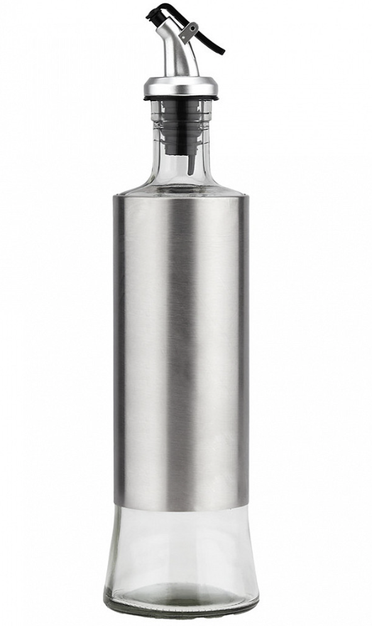 Бутылка ст д/масла "В юбке" "Аликанте" 500мл д7,5см h24,5см пл/дозатор "под хром" нерж/опл