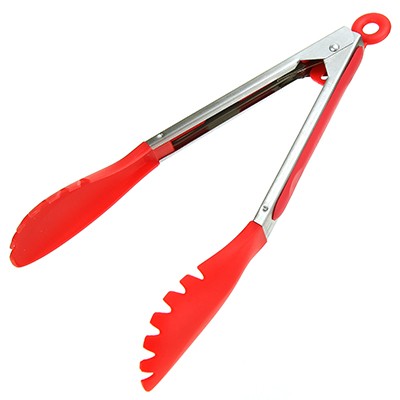 Щипцы кулинарные 26см мет/пл овальные с/фиксатором цвета микс на картоне (ДМ) 518-CAM-9						