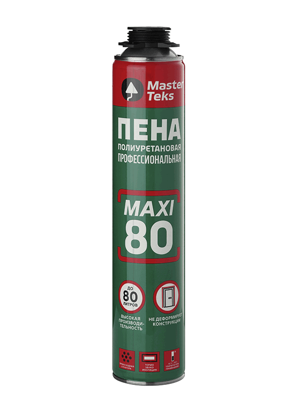 Пена полиуретановая MasterTeks 80 проф. 890 мл всесезон.