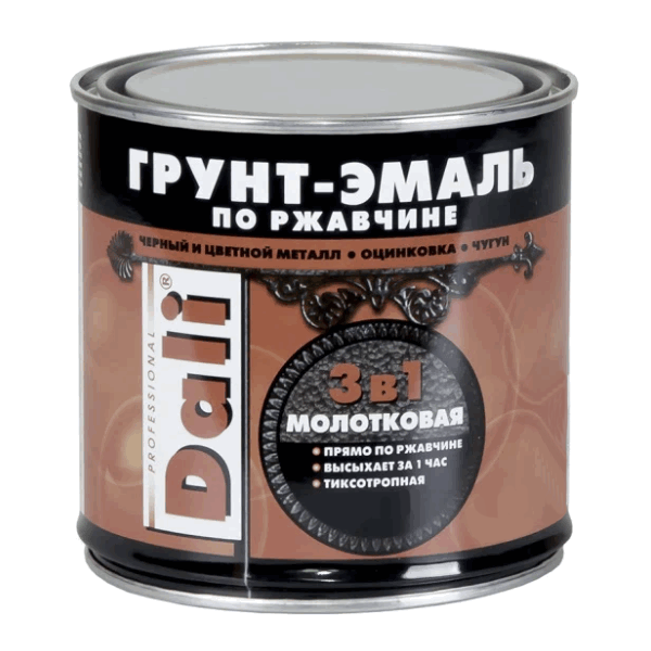 Грунт-эмаль Dali 3в1 по ржавчине молотков.2л - серебристый