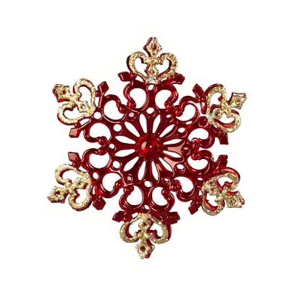Снежинка "Мозаика" красно-золотая, 10,5х11 см