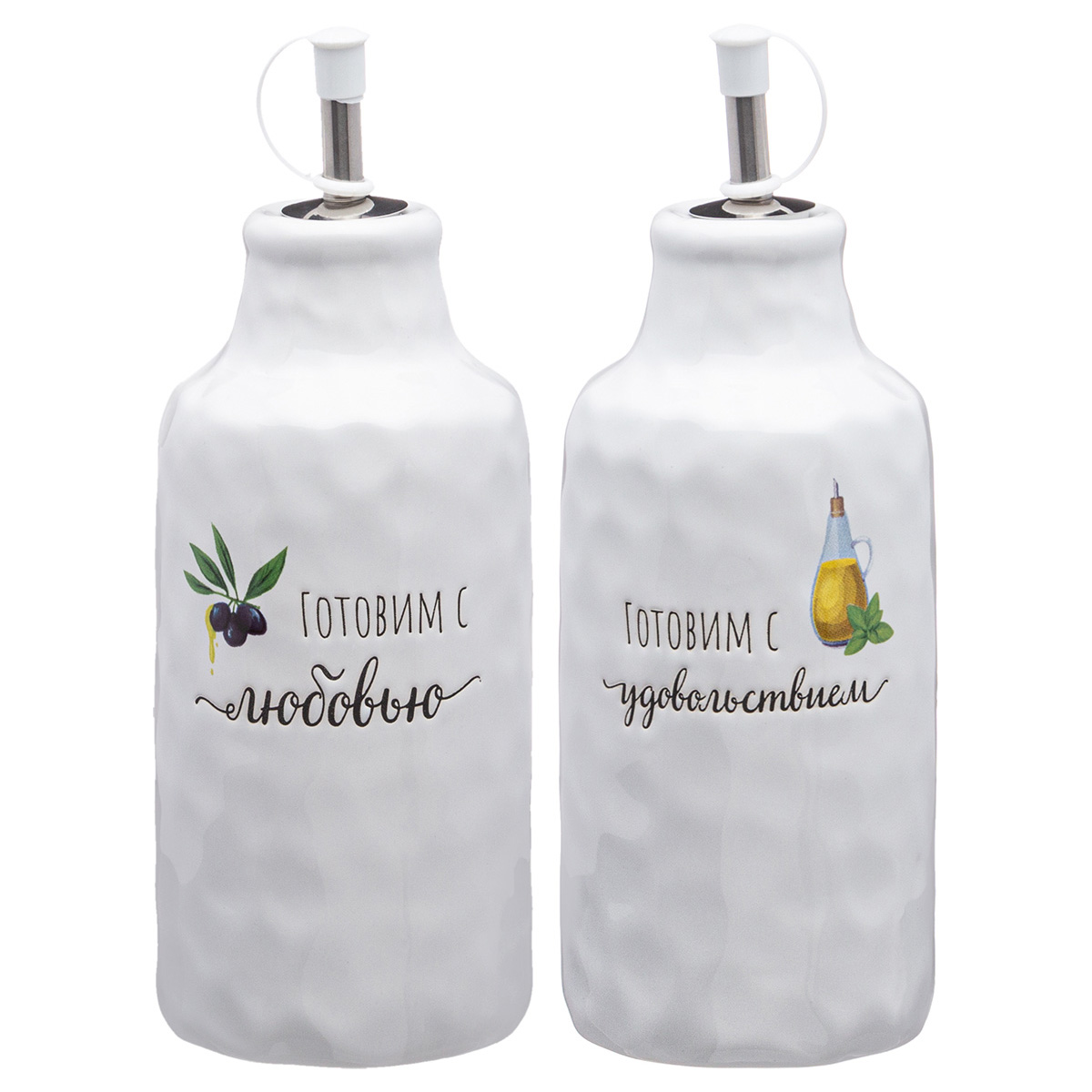 Набор емкостей для масла и уксуса из 2 пр. коллекция "Crumpled"  7,5*7,5*20,5см 500мл 157-213