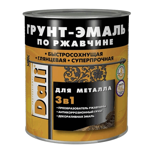 Грунт-эмаль Dali 3в1 по ржавчине 2л белый