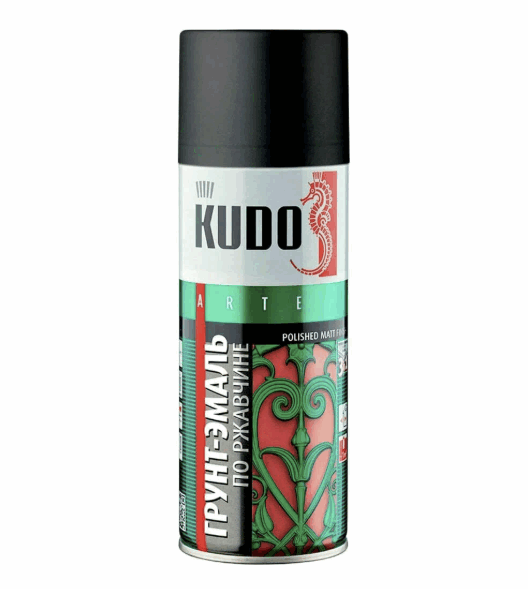 Грунт-эмаль по ржавчине черная 520мл KUDO 12шт/уп KU-319005