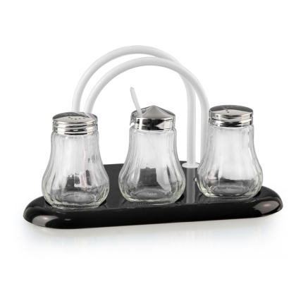 Набор д/специй ст./пл 4пр: солонка40мл/перечница40мл/горчичница70мл/салфетница на под-ке 301