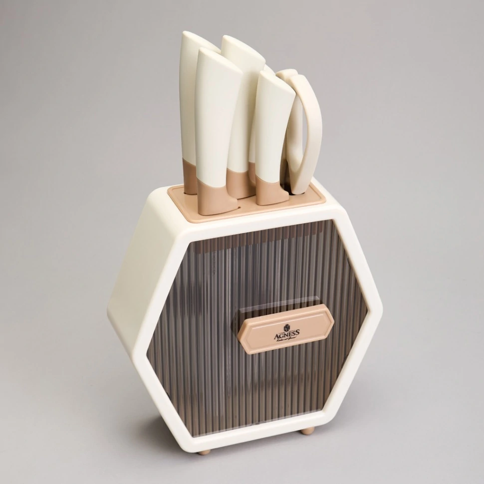 Набор ножей AGNESS  на пластик. подставке 7пр. 911-779