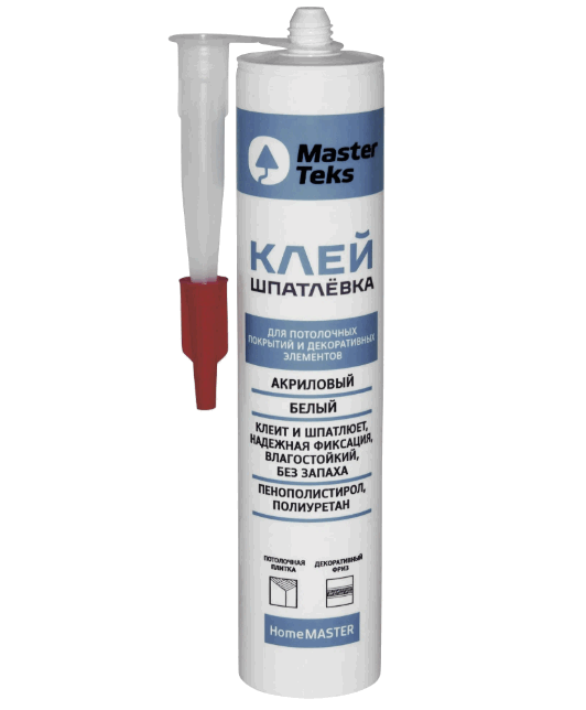 Клей-шпатл. MasterTeks HomeMaster акрил. д/потол.покр. и декор.элемен. 400г белый (картридж)