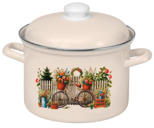 Кастрюля эм цил 6,0л "Романтика" мет/кр нерж/об пл/руч нерж/об С-1618АП2/4Жм