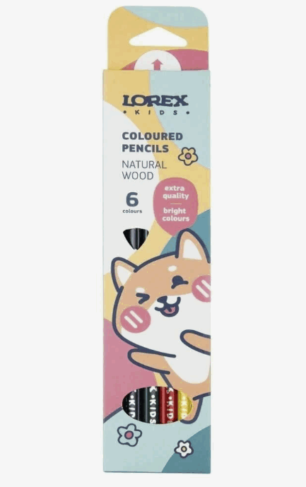 Набор цветных карандашей LOREX KIDS 6 цв. трехгран. корп. дерев. карт.уп.