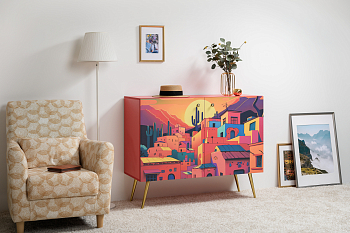 Комод Кармин 16.230.03   Красный РЕ D4070 белый РЕ шагрень