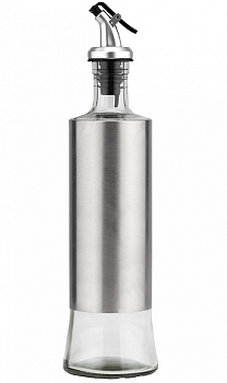 Бутылка ст д/масла "В юбке" "Аликанте" 500мл д7,5см h24,5см пл/дозатор "под хром" нерж/опл