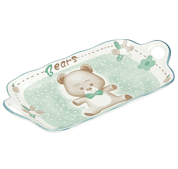 *Блюдо 312*163*32мм "Мишута" с/руч фарфор с/дек вырезной край отводка 54645  11,5"