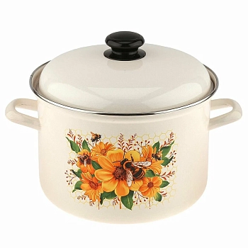 Кастрюля эм цил 6,0л "Цветочный мед" мет/кр нерж/об пл/руч