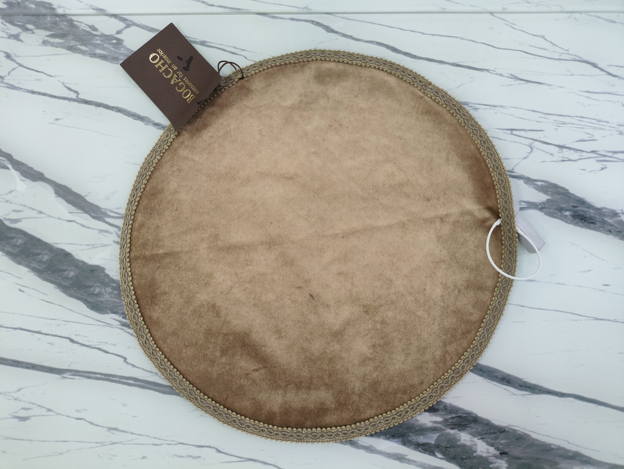 Салфетка декорат. круглая ф340 с тесьмой (74104 Б-