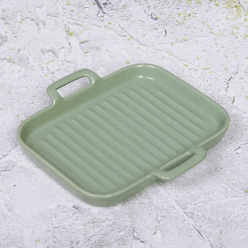 Блюдо керамическое "Акварель" 19,5*19,5*2,5см, нежно-зеленое 406-072