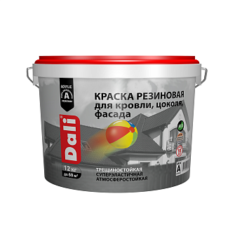 Краска DALI резиновая для кровли,цоколя,фасада база А 12кг