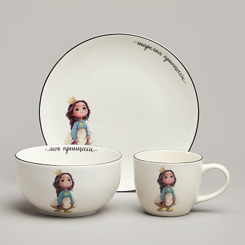 Набор посуды lefard "Принцесса" 3 пр.: салатник 470мл, тарелка 20см, кружка 220мл арт. 260-683