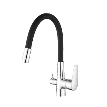 Смеситель для кухни CL03CrB Кораллы/Coral гибкий излив с подкл. к фильтру хром/черный, ESK