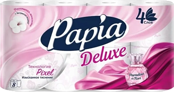 Туалетная бумага PAPIA DELUXE 4сл. 8рул. PARADISO FLORI