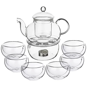 *ЧАЙНЫЙ НАБОР НА 6 ПЕРСОН "DOUBLE-WALL" 7ПР.: ЧАЙНИК 800МЛ + 6 ЧАШЕК 150МЛ 