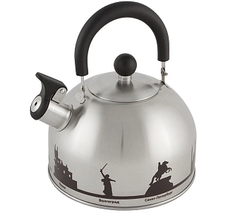 Чайник из нерж. стали "ГОРОДА РОССИИ" со свистком 2,5 л, с рисунком, меняющим цвет