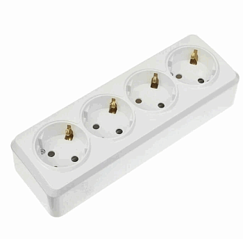 Розетка «Юпитер» 4-х местная 16А c/з белая SBE-03w-16-S4-Z
