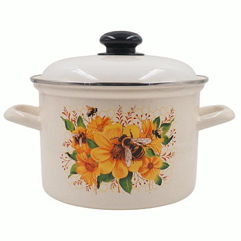 Кастрюля эм.цил 3,0 л Цветочный мед мет/кр пл/руч нерж/об С-1612АП2/Жм